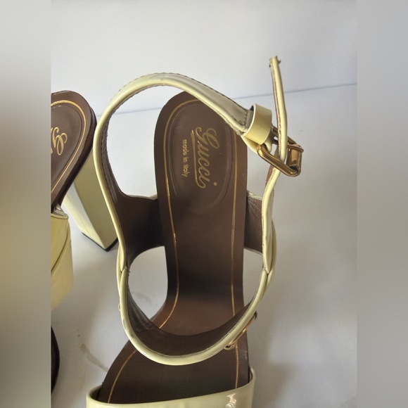 Gucci Cream and Brown Heeled Sandals - Picture 2 of 15